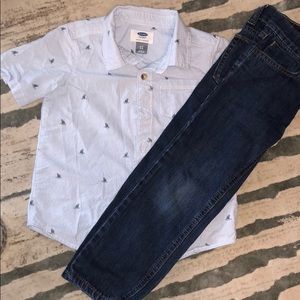 Button down with jeans for toddlers